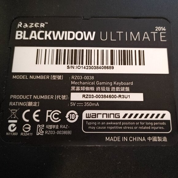 Razer BlackWidow Ultimate 2014 RZ03-0038 Gaming Keyboard FOR KEYS ONLY KEY CAPS - Picture 2 of 4